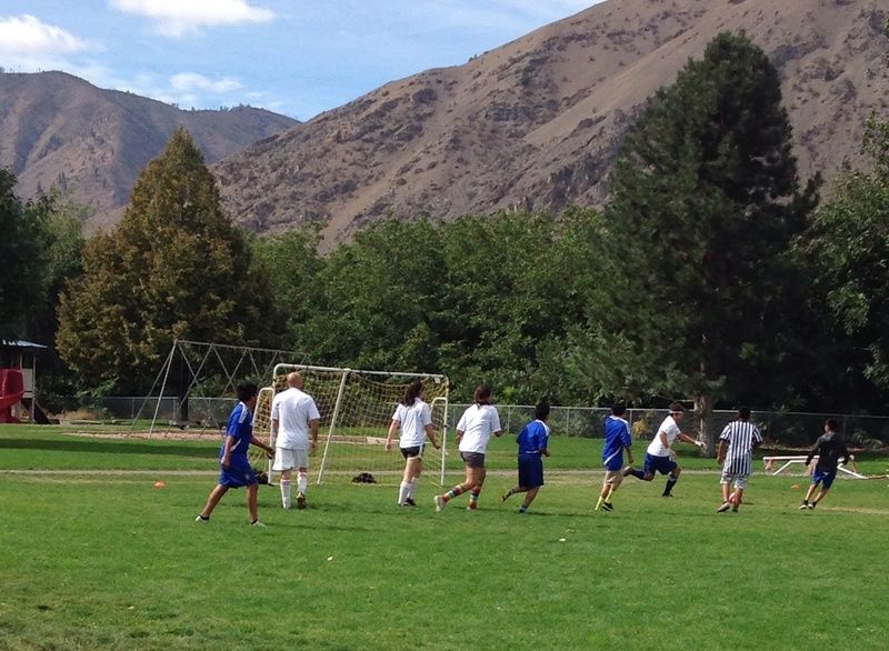 Action photo from the student-faculty soccer game